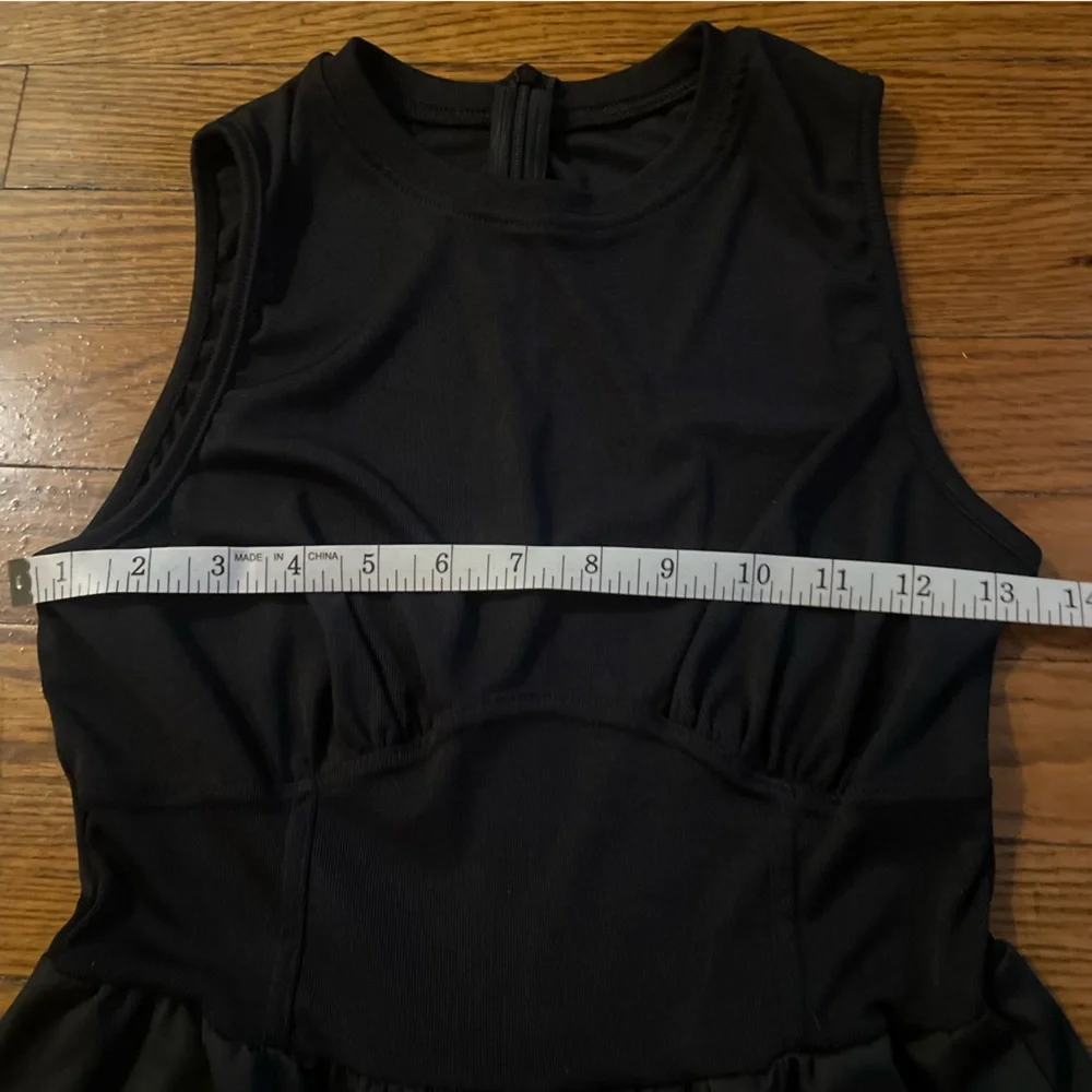 Corset Seam Ribbed Sleeveless Black Jumpsuit